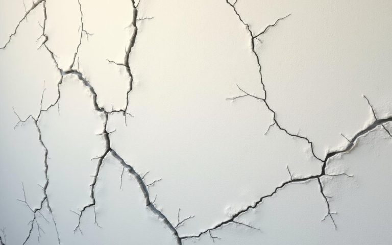 Mur de maison avec différentes fissures, illustrant les signes d'alerte pour les propriétaires.