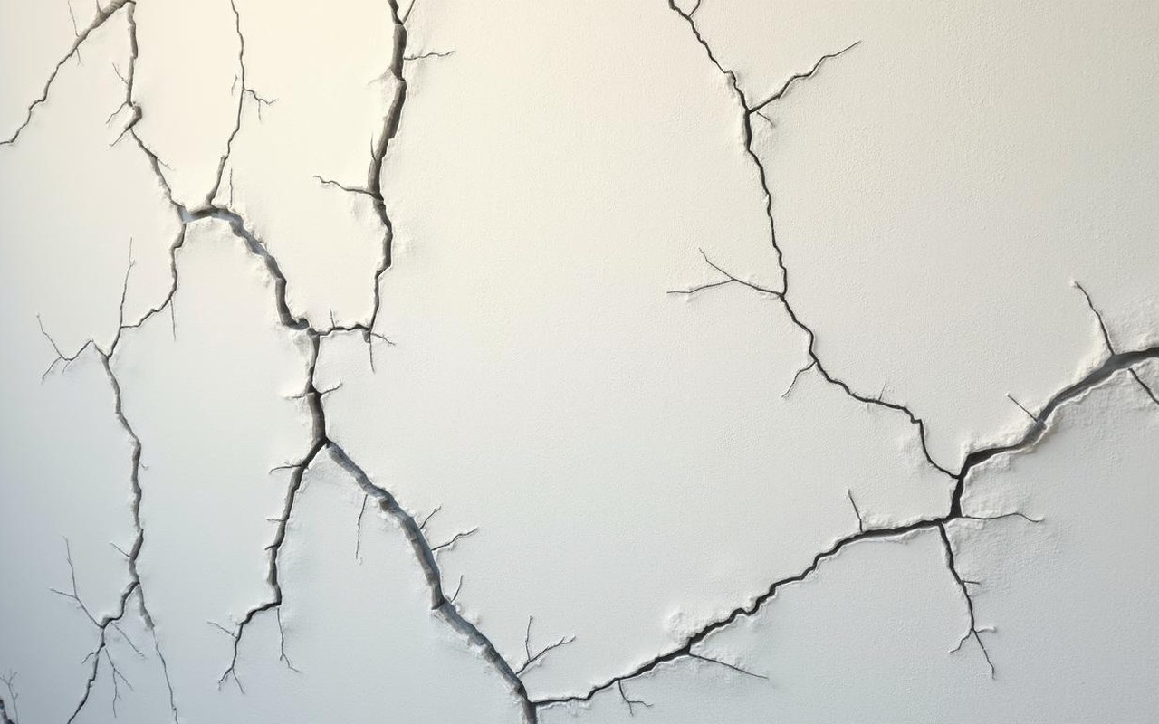 Mur de maison avec différentes fissures, illustrant les signes d'alerte pour les propriétaires.