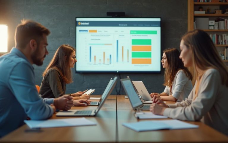 Apprenants en ligne échangeant sur une plateforme de formation collaborative.