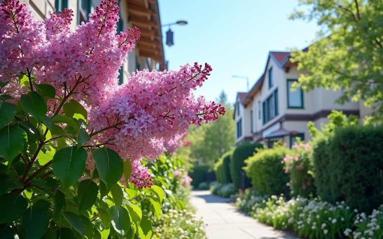 Lilas du Japon en fleur dans un jardin urbain, illustrant une taille réussie.