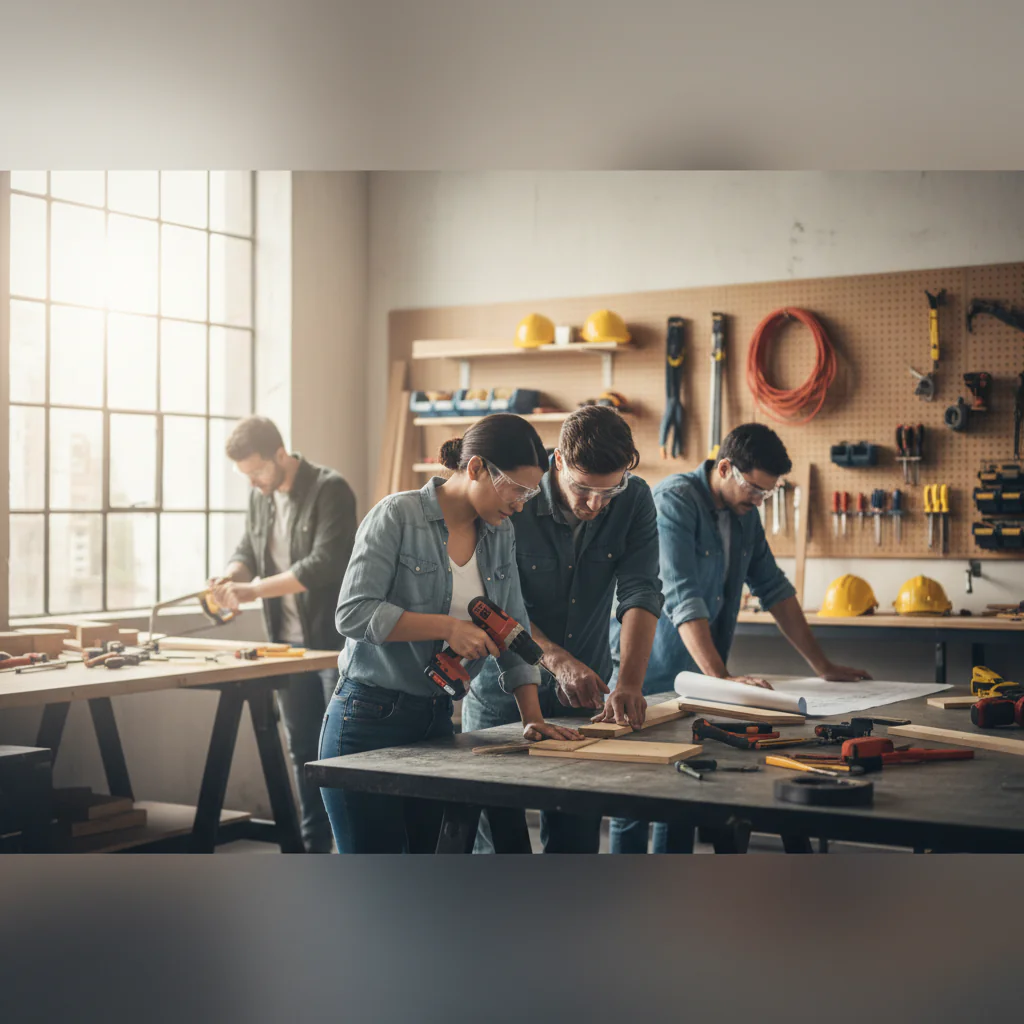Illustration réaliste sur Apprendre le bricolage : des formations adaptées à chaque profil