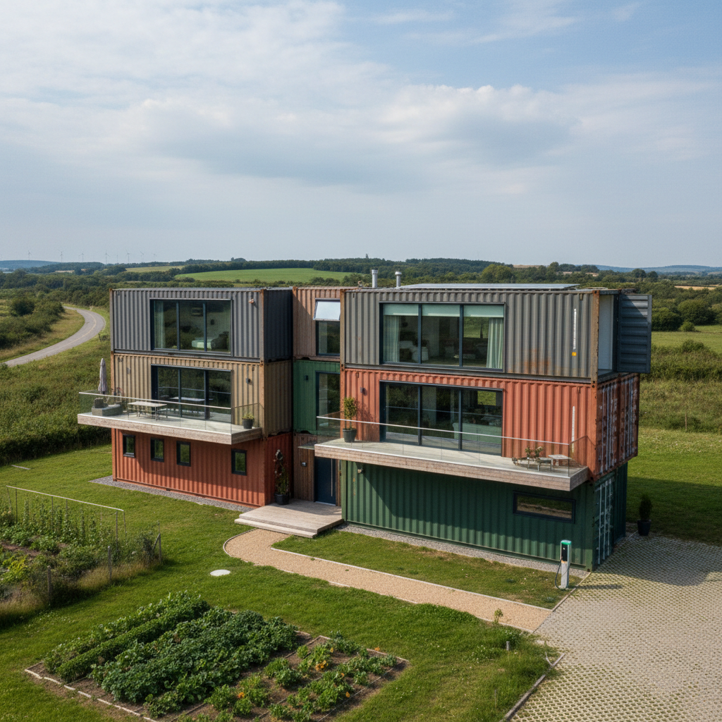 Illustration réaliste sur Conteneur maison : modularité et performance pour un habitat durable