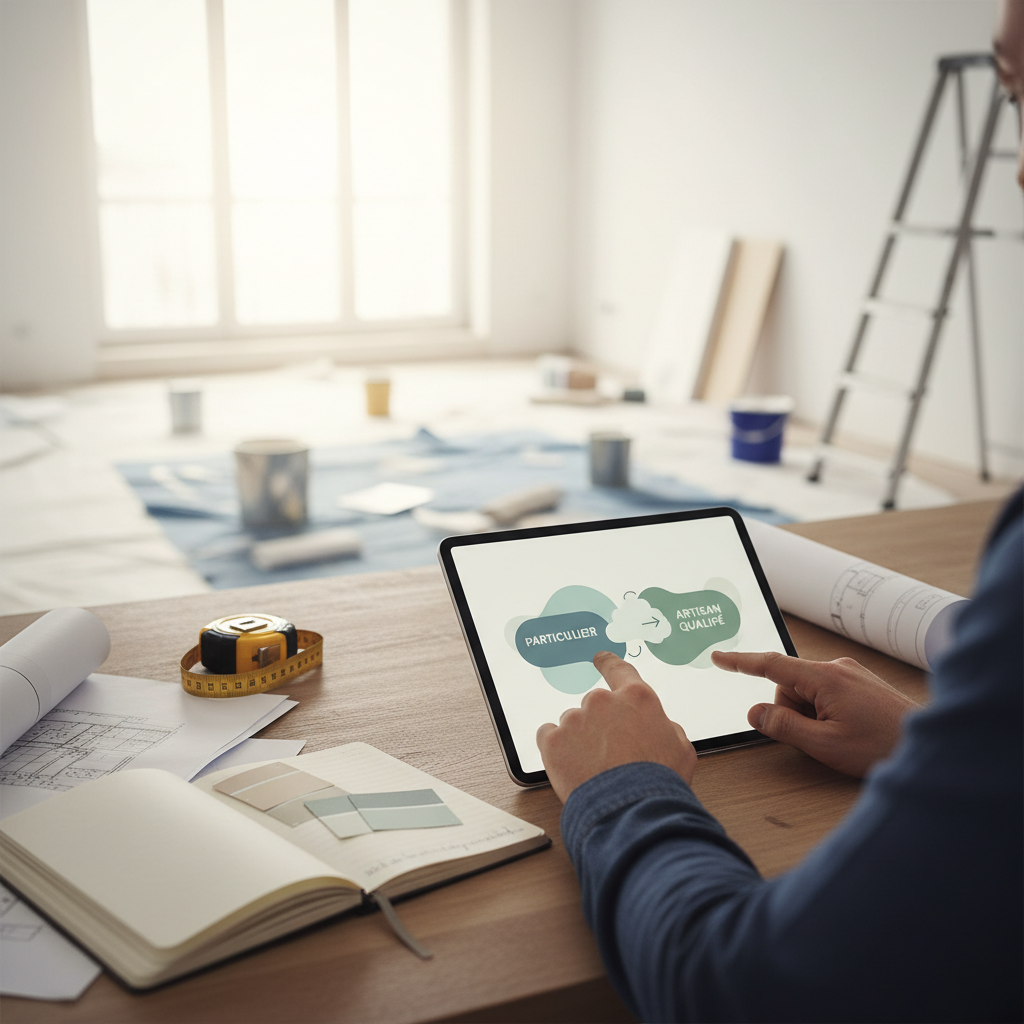 Illustration réaliste sur Demander un devis rénovation : simplifiez vos projets avec Ma-Gestion-Renovation