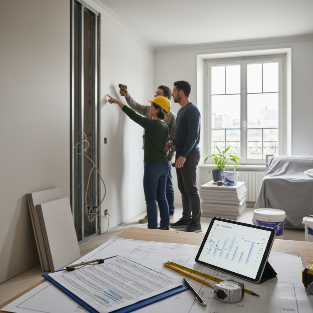 Illustration réaliste sur Estimation travaux 2026 avec Travauxmakers.fr