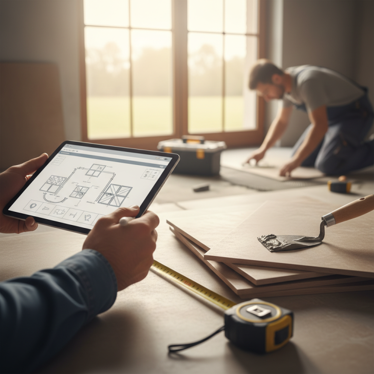 Illustration réaliste sur Formation carrelage MaFormationBrico : online ou CAP, que choisir ?