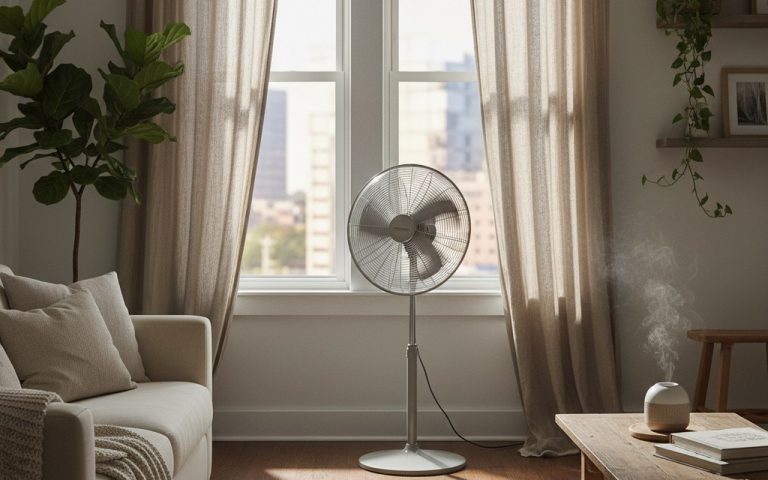 Intérieur d'appartement avec fenêtres ouvertes pour améliorer la circulation de l'air.