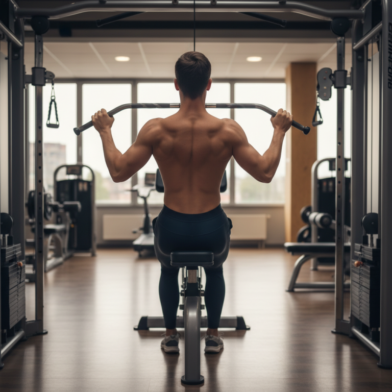 Illustration réaliste sur Latissimus pull down : développez un dos large et une posture solide