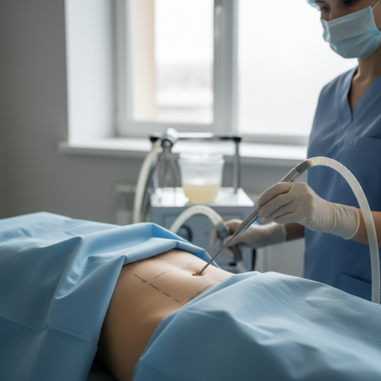 Illustration réaliste sur Liposuccion : remodeler la silhouette sans miracle