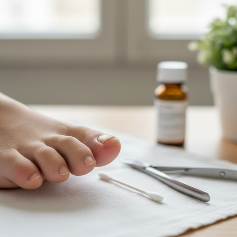 Illustration réaliste sur Ongle incarné au gros orteil : soins simples et prévention efficace