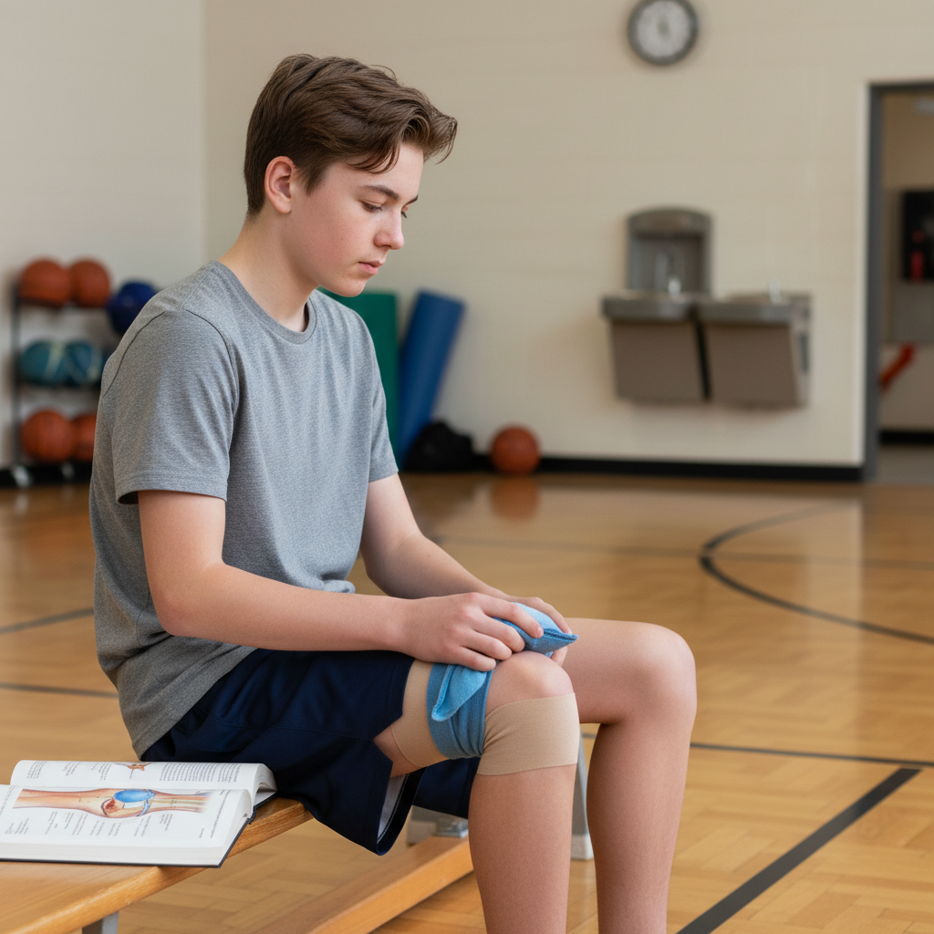 Illustration réaliste sur Maladie d'Osgood-Schlatter : soulager la douleur du genou chez l'adolescent