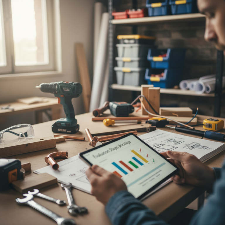 Illustration réaliste sur Évaluer les stages de bricolage de l’Institut du Bricolage pour vos projets maison