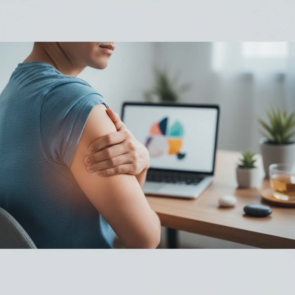 Illustration réaliste sur Douleur au bras gauche liée au stress : comment la reconnaître